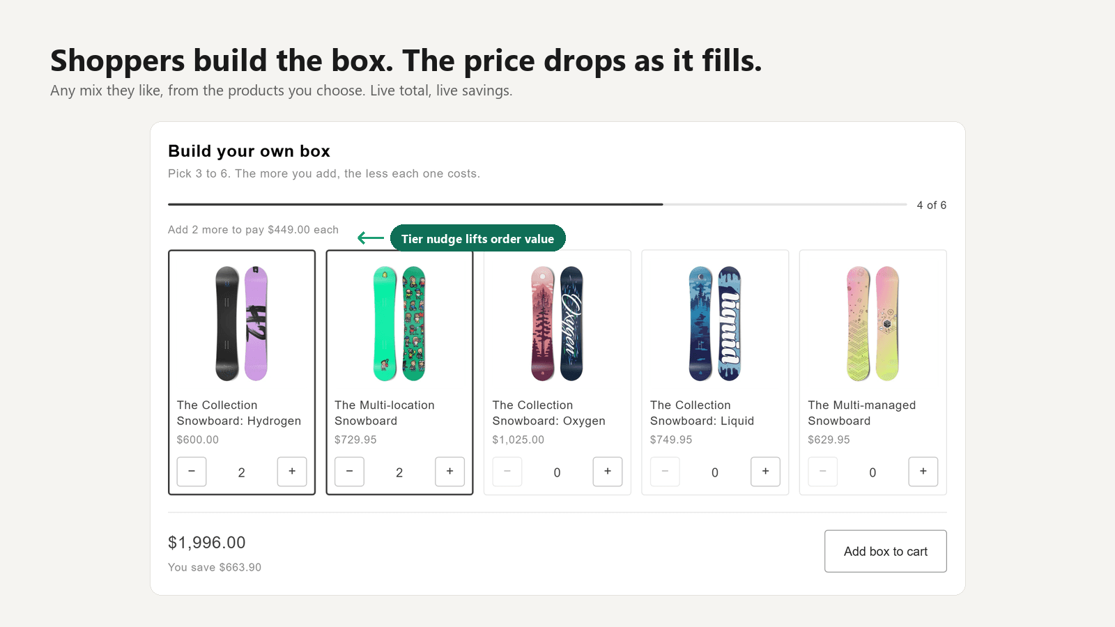 Mix and Match Bundles storefront picker running in a Shopify store